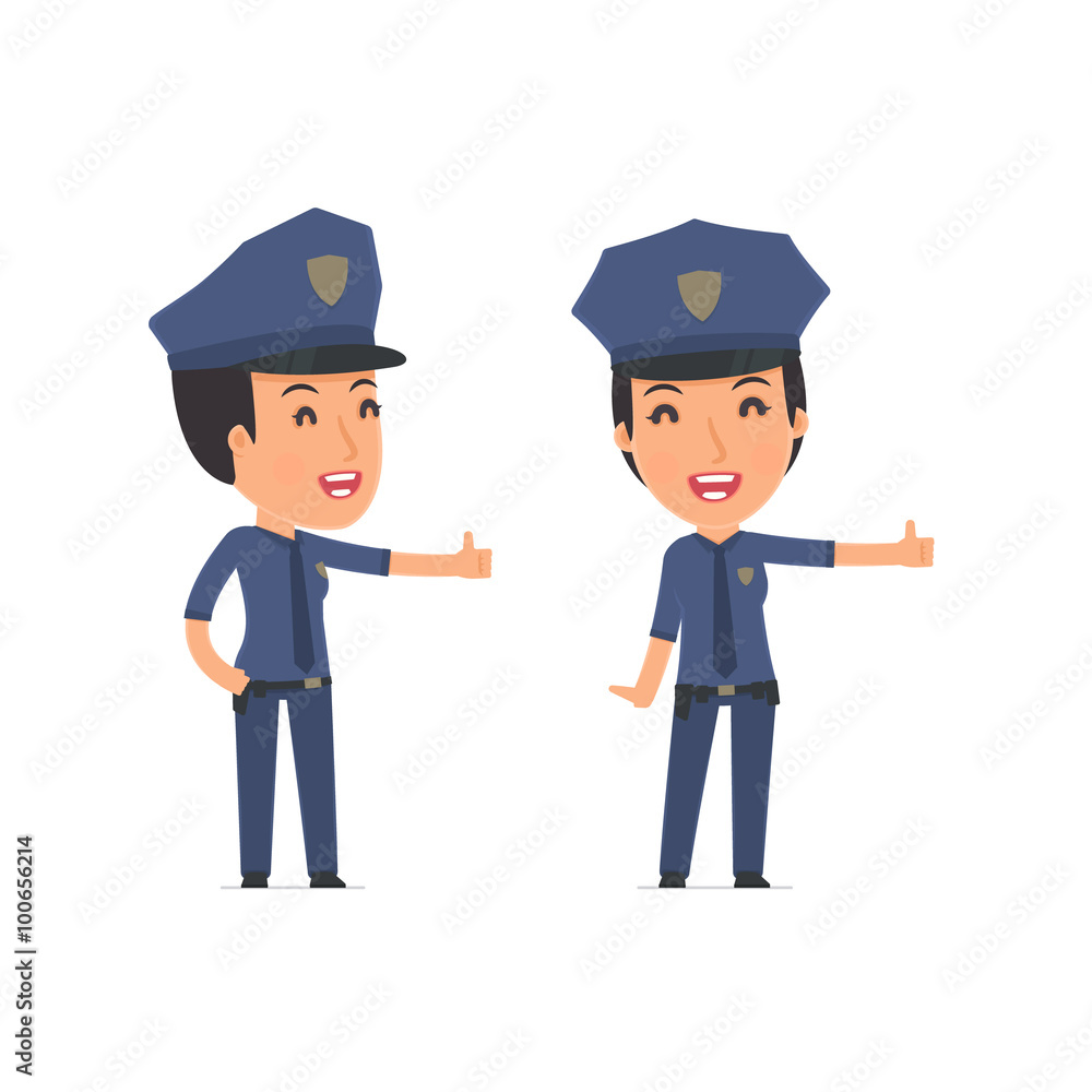 Funny and cheerful Character Constabulary showing thumb up as a Funny and cheerful Character Constabulary showing thumb up as a