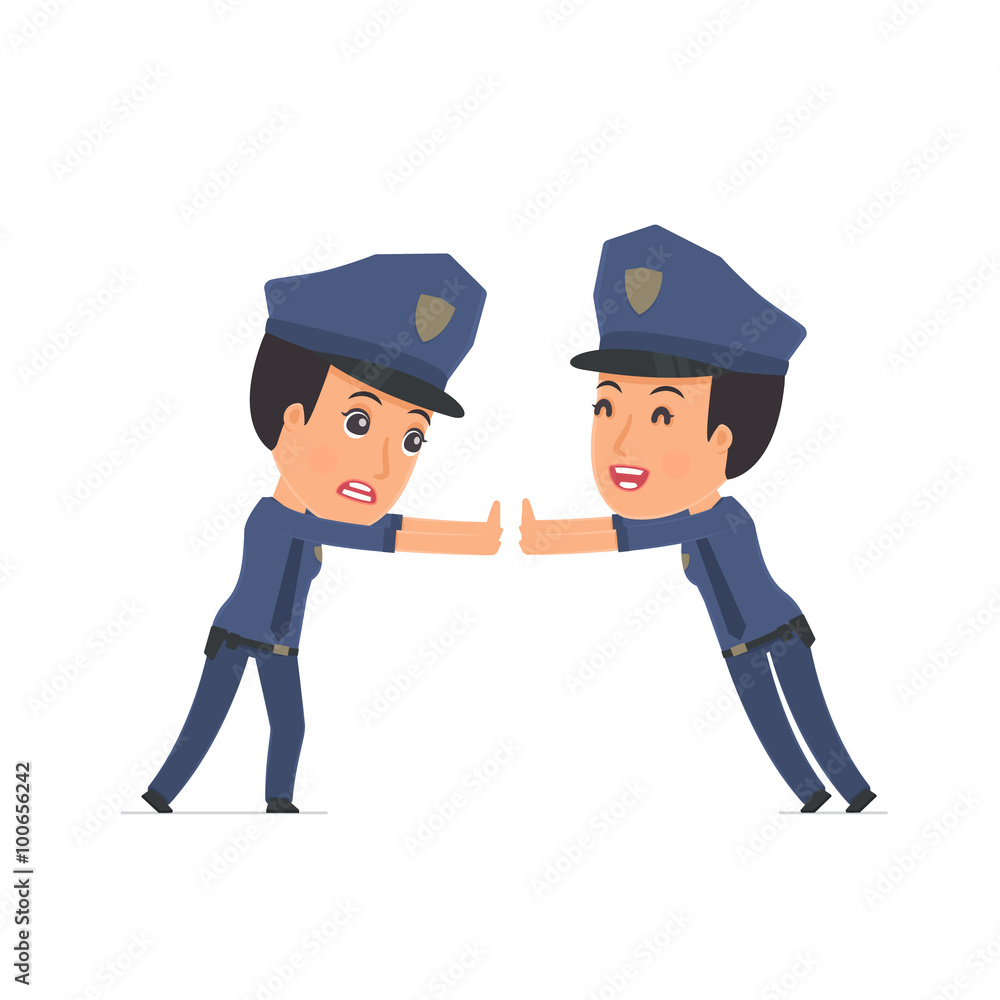 Funny Character Constabulary holds and interacts with blank form