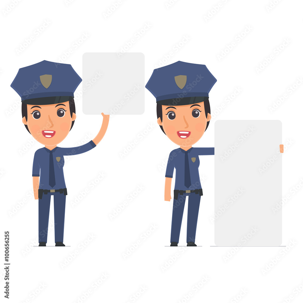 Funny Character Constabulary holds and interacts with blank form