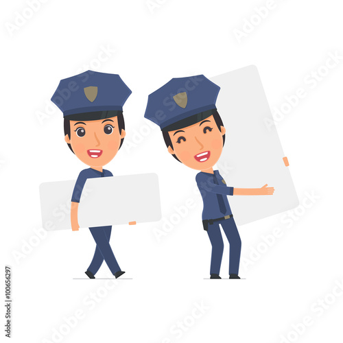 Funny Character Constabulary holds and interacts with blank form