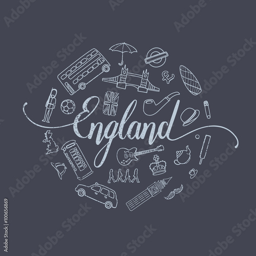 Vintage London graphics. Hand drawn vector illustration