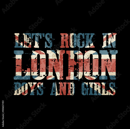 Grunge London flag for t-shirt printing.
