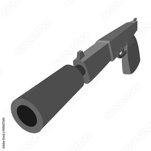 Pistol with silencer cartoon icon