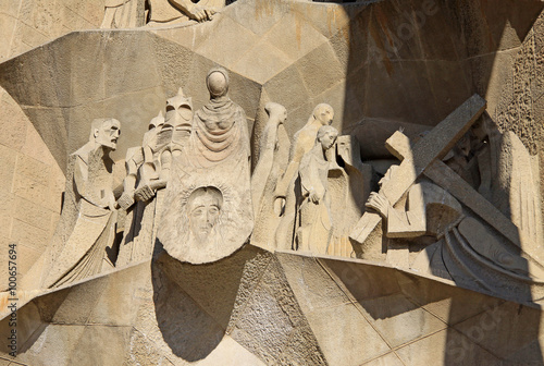 BARCELONA, CATALONIA, SPAIN - DECEMBER 12, 2011: Passion facade of Sagrada Familia Temple, Barcelona,Catalonia, Spain