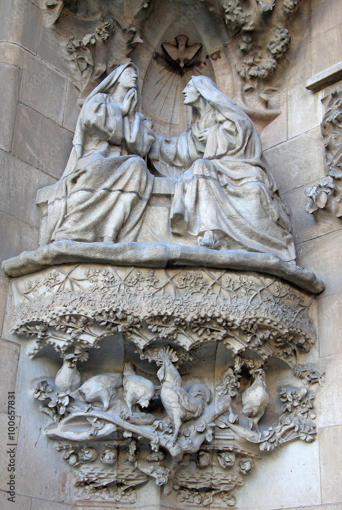 BARCELONA, CATALONIA, SPAIN - DECEMBER 12, 2011: Nativity facade of Sagrada Familia Temple, Barcelona,Catalonia, Spain