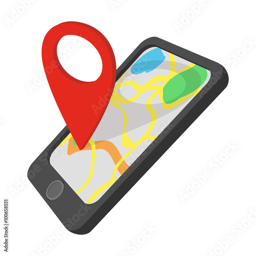 Smartphone with GPS navigator cartoon icon