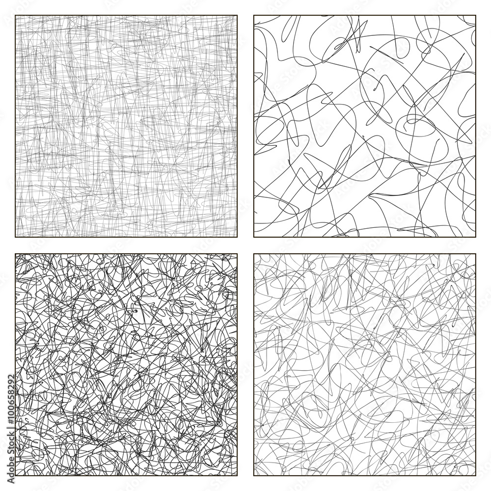 Seamless set of scribble patterns.