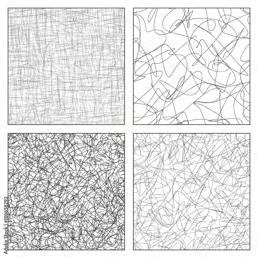 Seamless set of scribble patterns. Seamless set of scribble patterns.
