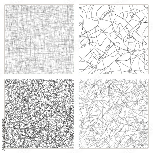 Seamless set of scribble patterns.