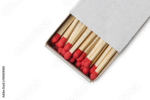 Matchbox with red matches