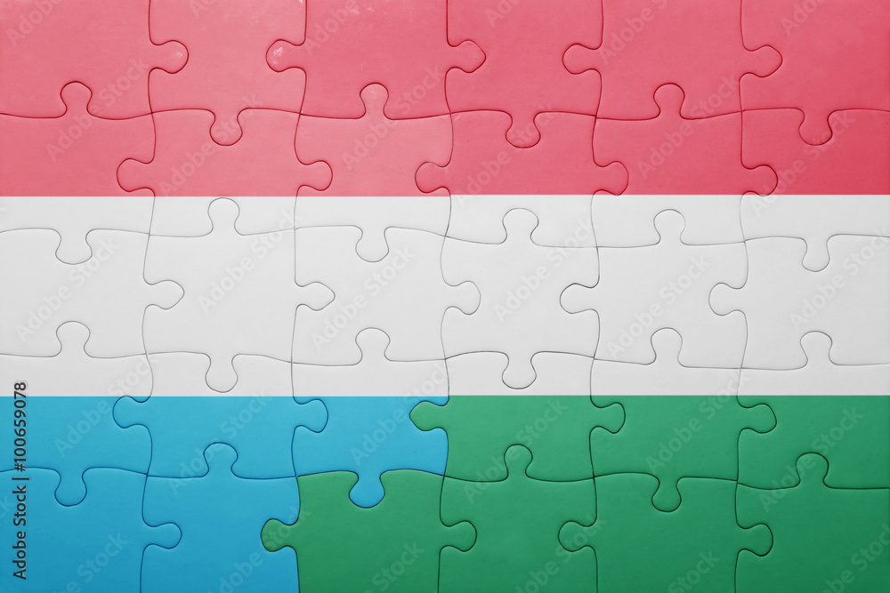 puzzle with the national flag of luxembourg and hungary puzzle with the national flag of luxembourg and hungary