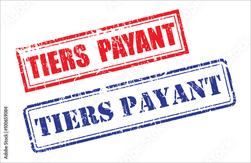 TIERS PAYANT accepté, tampon avec encres rouge et bleue. Concerne la loi du tiers payant généralisé imposé dans le secteur médical. Vecteurs illustration EPS 10