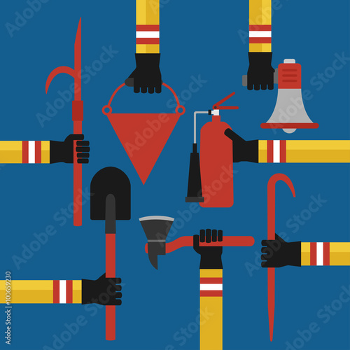 Design fire fighting concept flat set