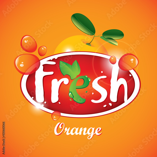 Vector banner for fresh orange juice with fruit