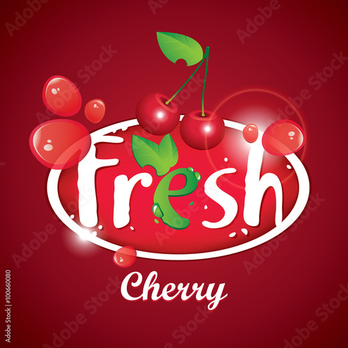 Vector banner for fresh cherry juice with berries