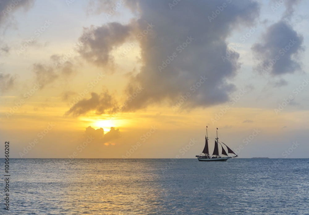 sailboat and a beautiful sunset