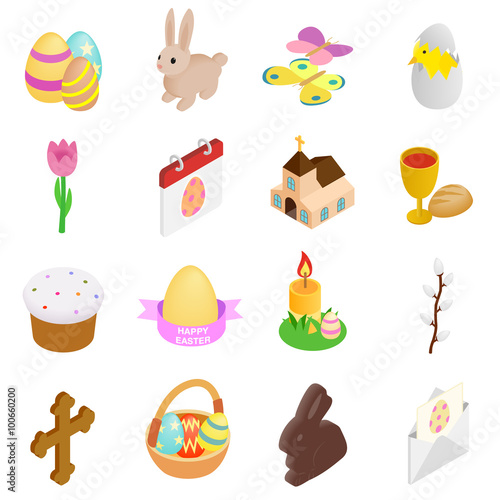 Easter isometric 3d icons