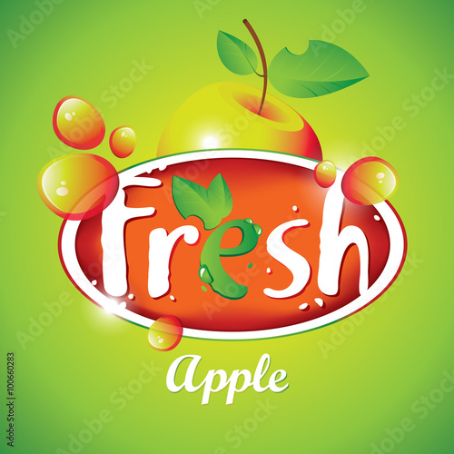 Vector banner for fresh apple juice with fruit