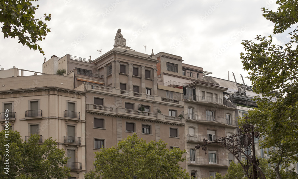 The upper floors of a residential building in Barcelona