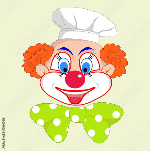 Portrait of a cheerful clown cook with bow