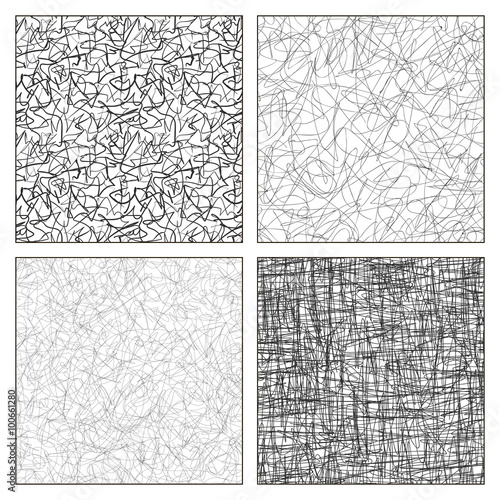 Seamless set of scribble patterns.