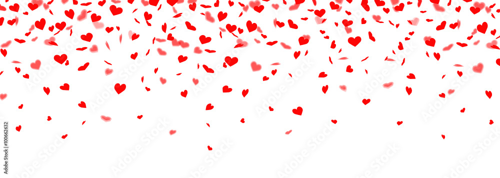 Obraz premium Spadające konfetti czerwone serce - baner
