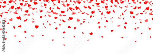 Herabfallendes rotes Herzkonfetti - Banner