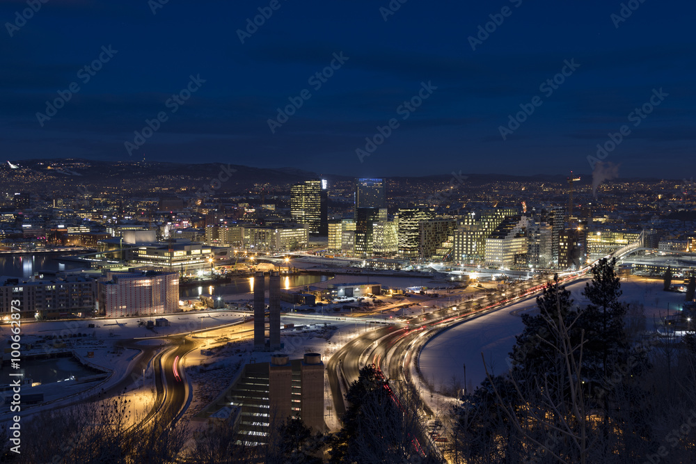 Oslo Skyline winter morning