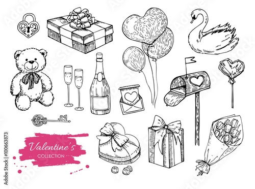 Vector Valentines day collection. Hand drawn