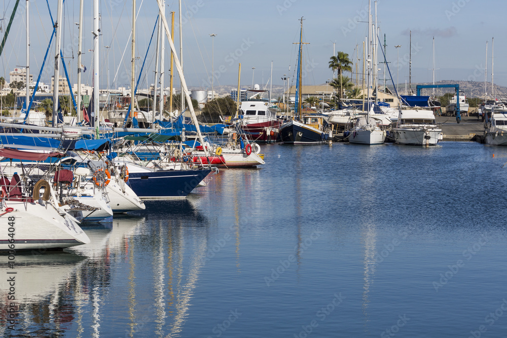 Yachts in Larnaca port, Cyprus.