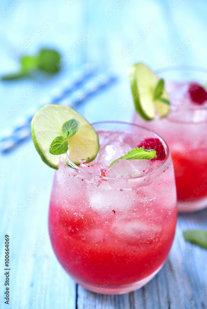 Raspberry lemonade with lime. Raspberry lemonade with lime.