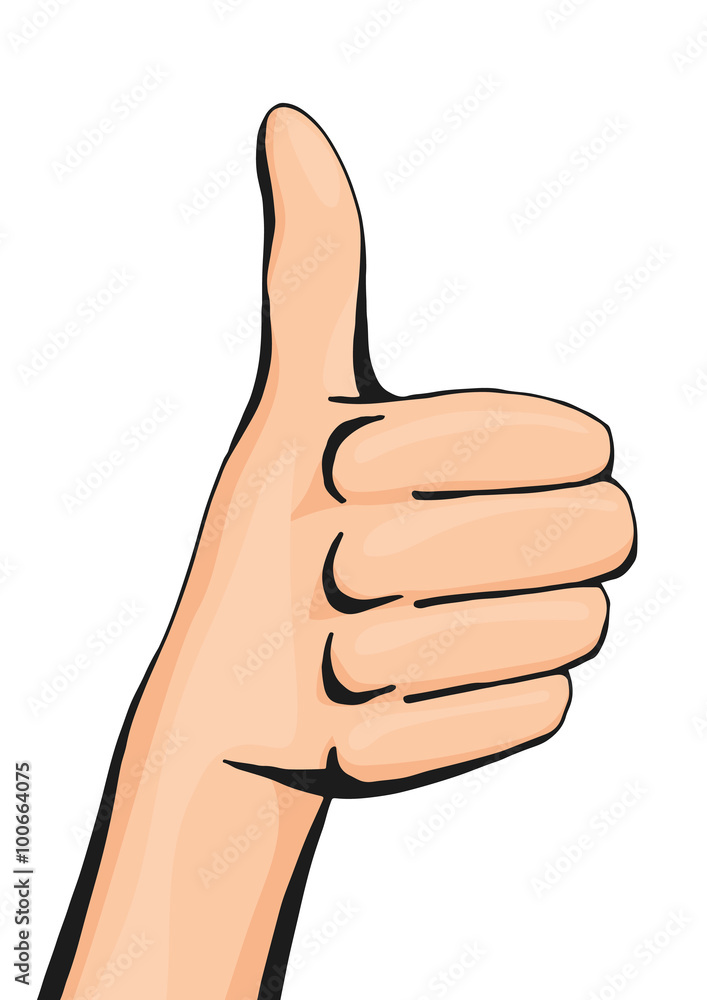 Vector thumbs up hand sign, like it hand gesture in pop art comic style isolated on white background, illustration Vector thumbs up hand sign, like it hand gesture in pop art comic style isolated on white background, illustration