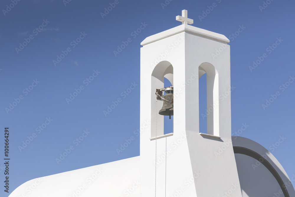 White church and palms, Agia napa, Cyprus