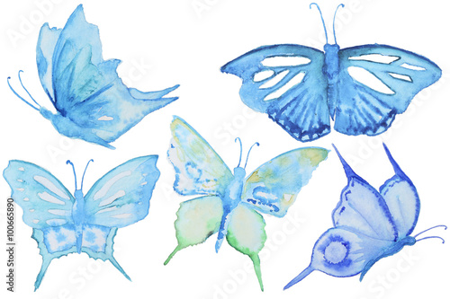Set of watercolor butterfly