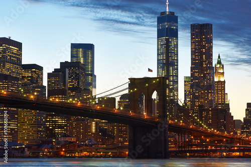 Brooklyn Bridge with lower Manhattan skyline