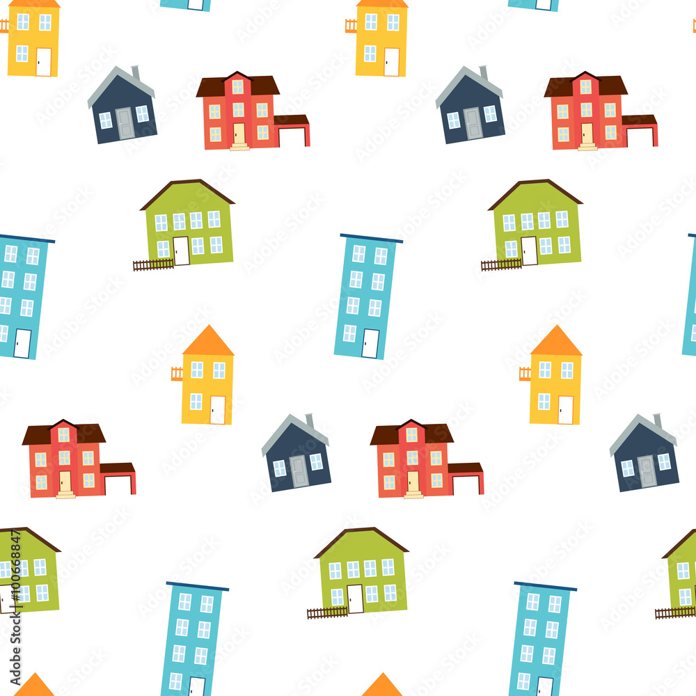 Seamless pattern of bright cute houses Seamless pattern of bright cute houses
