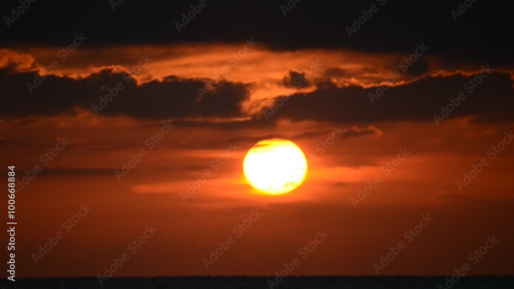 red purple sunset over the sea