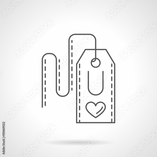 Label with heart flat line vector icon