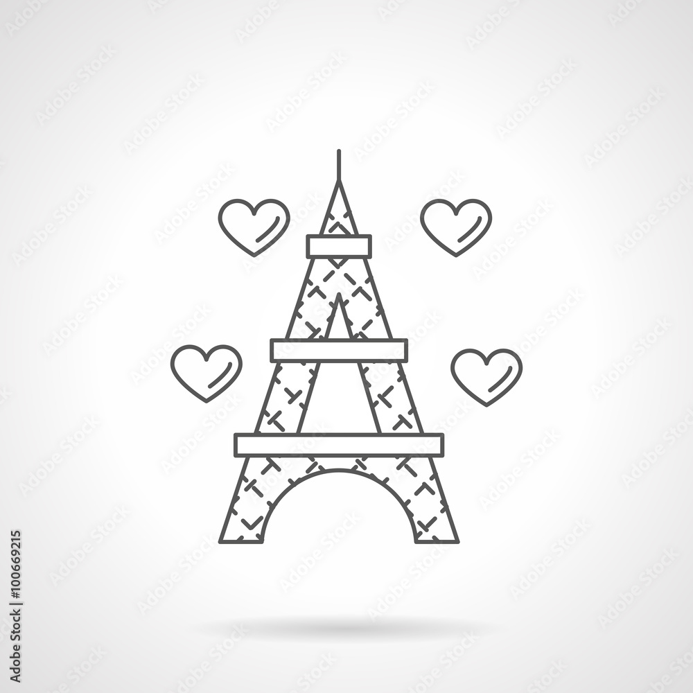 Romantic trip flat line vector icon