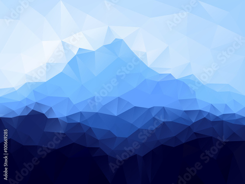 Triangle geometrical background with blue mountain