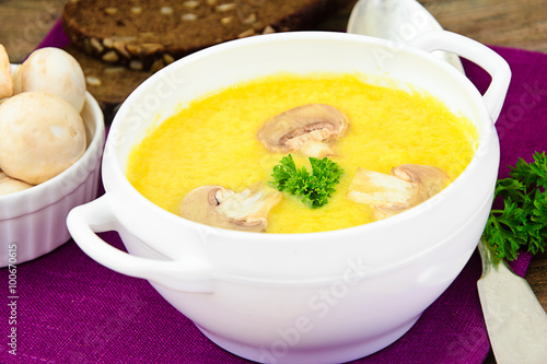 Puree Cream Soup of Zucchini with Mushrooms