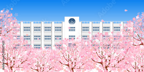 桜　学校　春　背景