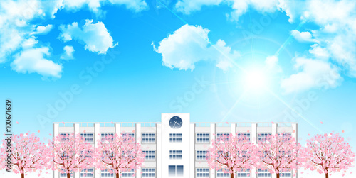 桜　学校　春　背景