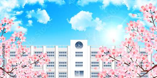 桜　学校　春　背景