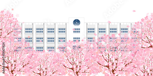 桜　学校　春　背景