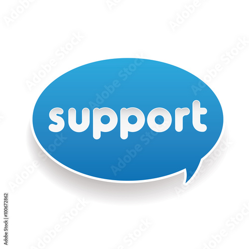 Blue Support label speech bubble