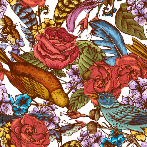 Fototapeta Naklejka Na Ścianę i Meble -  Hand Drawn Spring Seamless Pattern