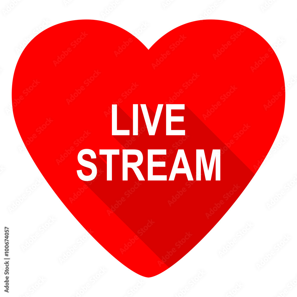 live stream red heart valentine flat icon live stream red heart valentine flat icon