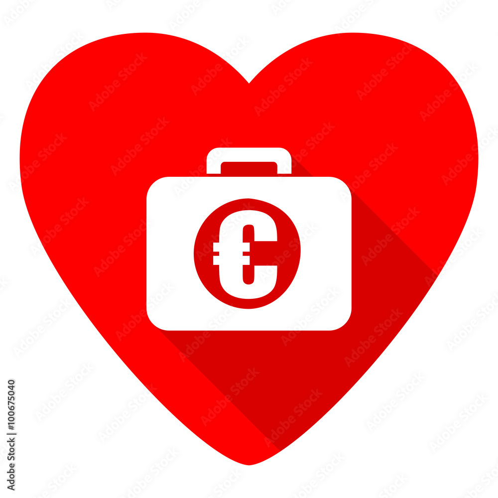 financial red heart valentine flat icon