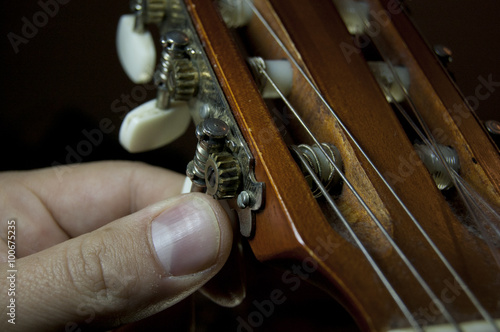 guitar tuning close up